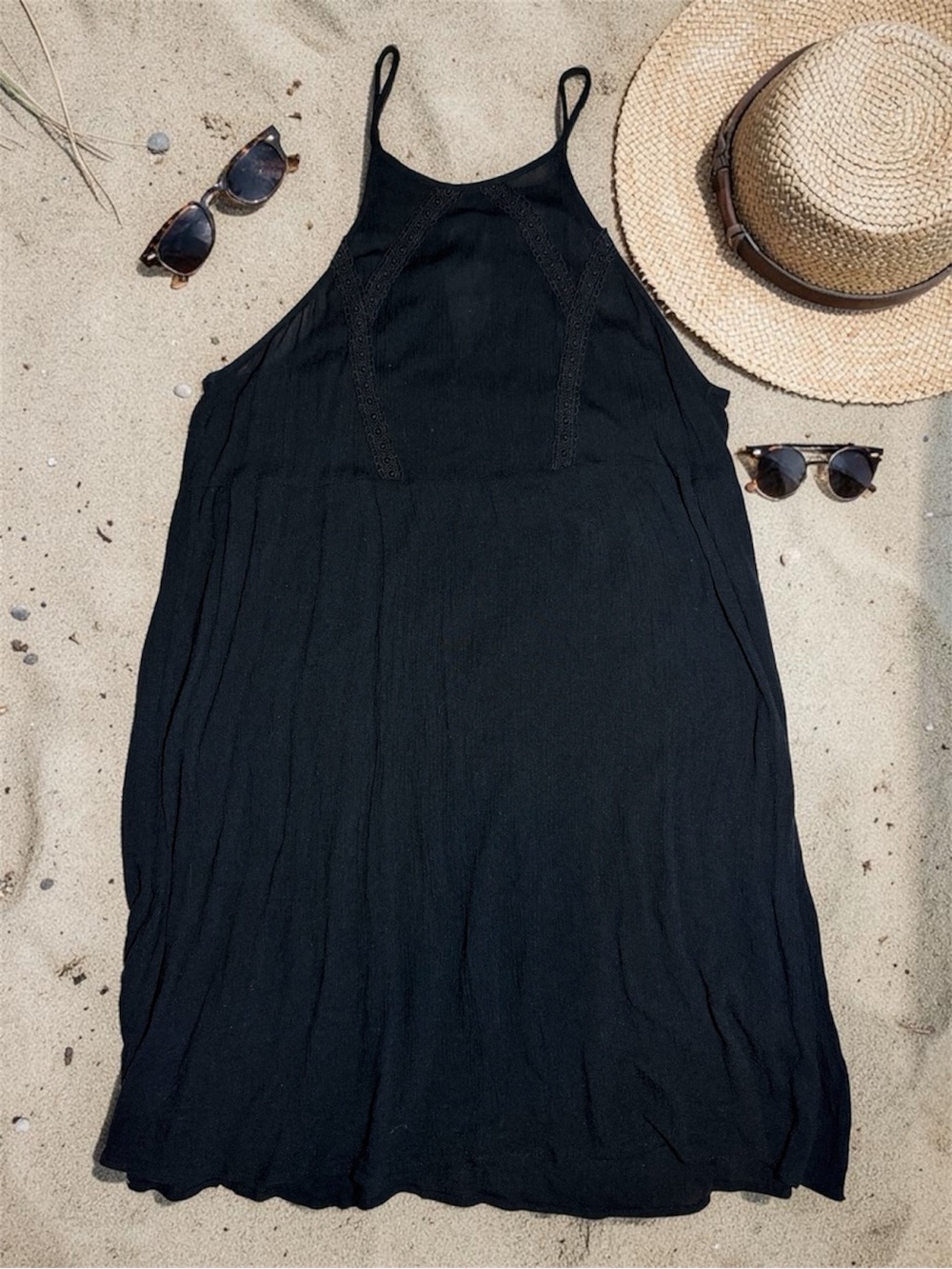 Mossimo Supply Co. Black Halter Swim Cover-Up Dress